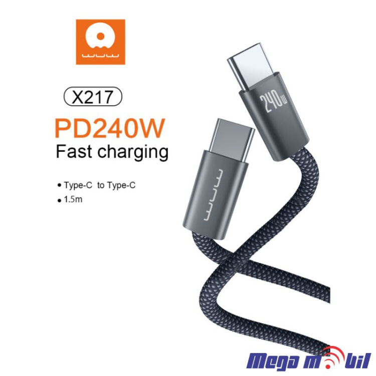 Data Kabel Type C PD WUW-X217 240W 1.5m FAST black
